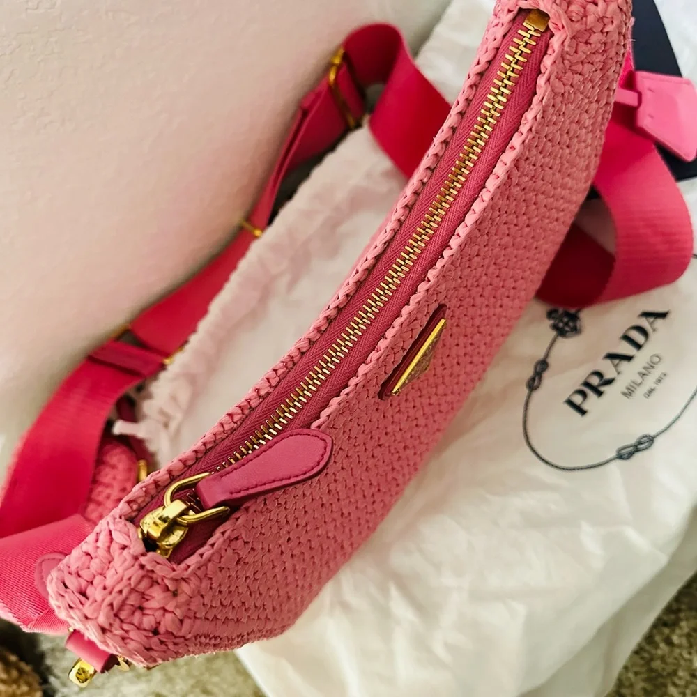 Prada Re-edition Pink Raffia - Picture 4 of 5